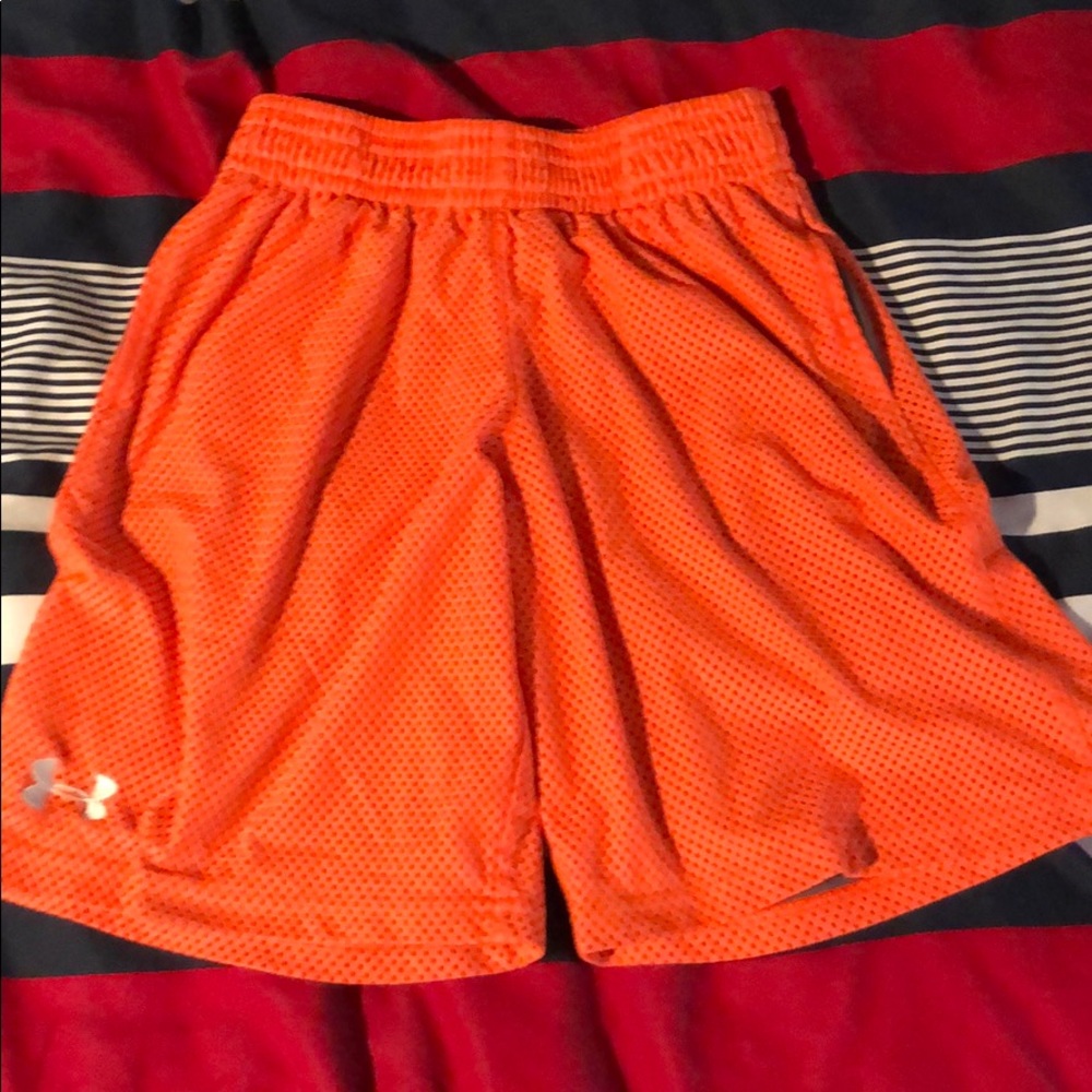 Under Armour Boys Neon Orange Athletic Shorts